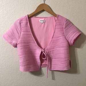 NWT Superdown Melissa Coquette Ruched Top in Baby Pink - Size Medium